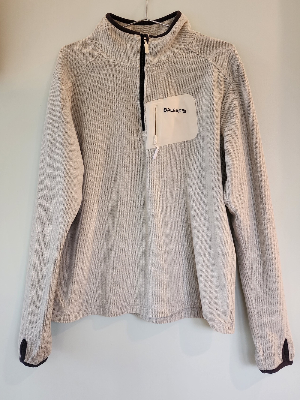 Baleaf Pullover Unisex Large Oatmeal Gray 1/2 Zip Thermal Thumbhole Activewear